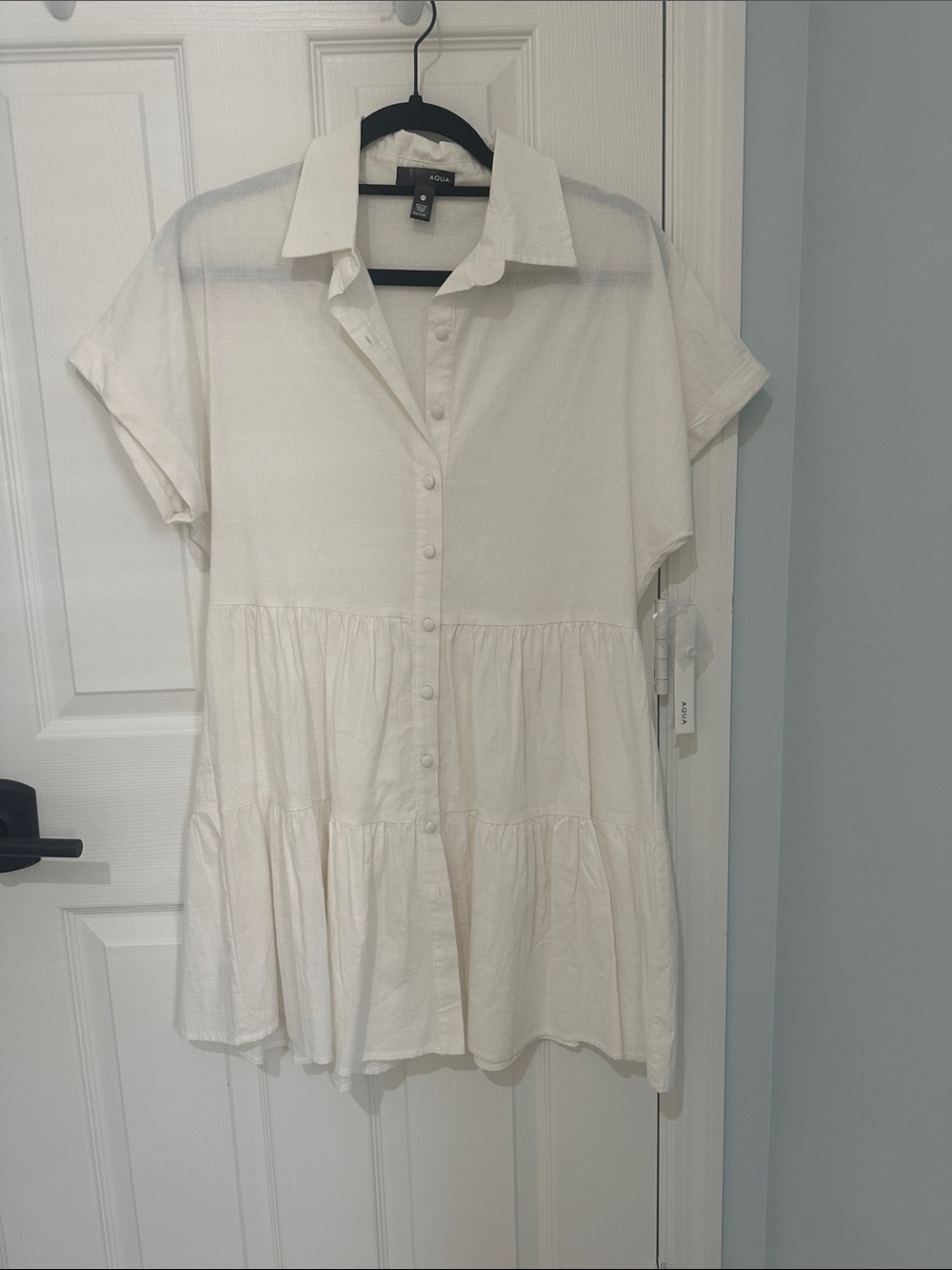 NWT Aqua White Button Down Dress